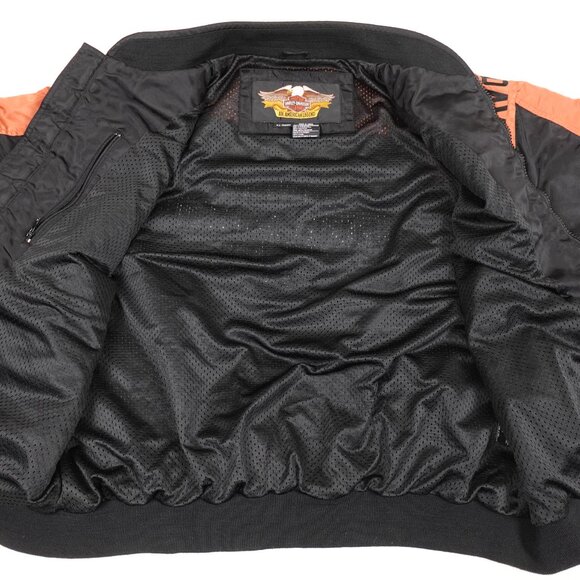 Harley Davidson Motorcycle Bomber Jacket Men's XXL Embroidered Spellout Logo - Picture 8 of 12